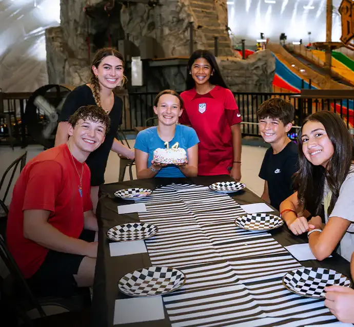 Birthday group at the party table